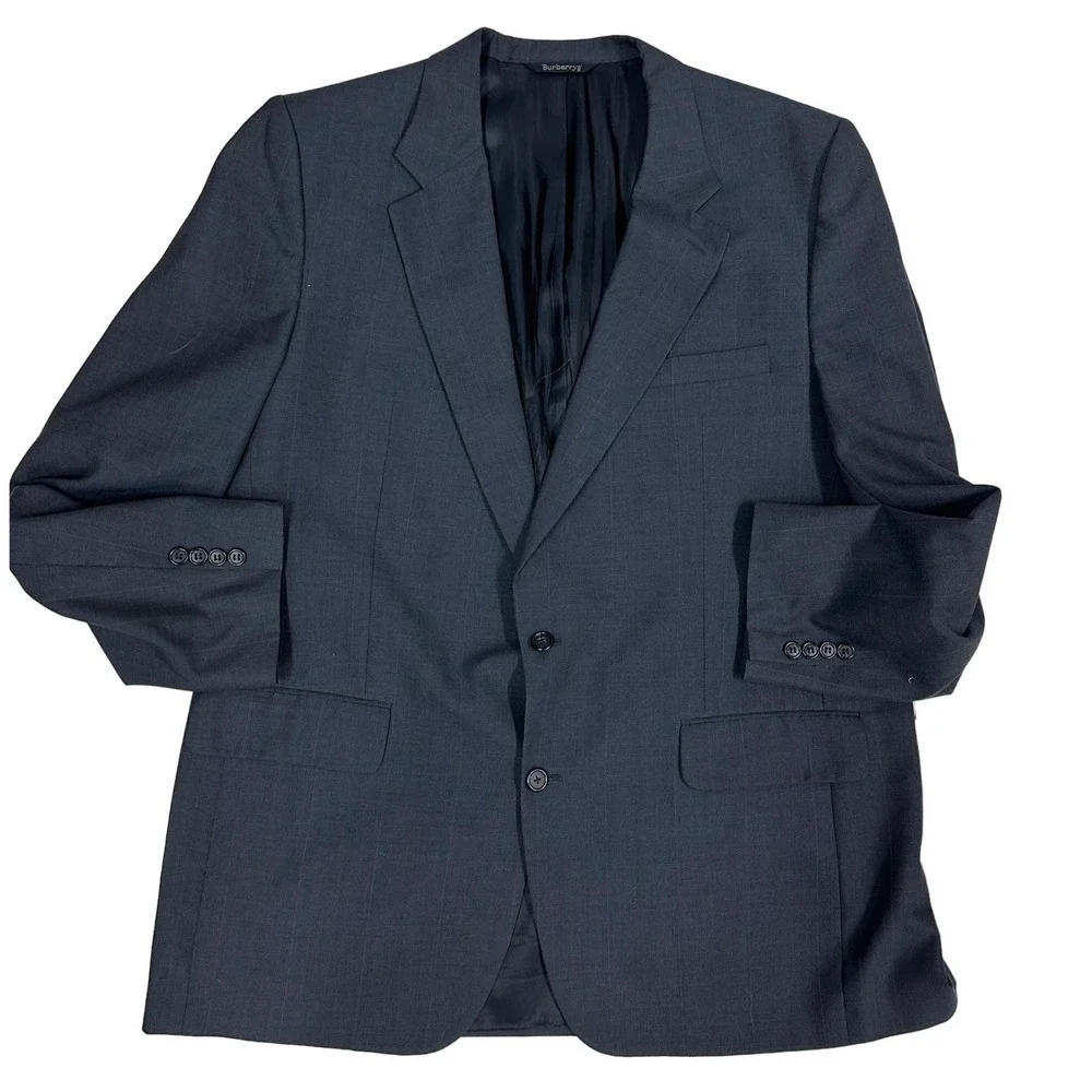 VTG Mens Burberrys' Suit Boyds Philadelphia Blue Wide Pinstripe Wool 48R